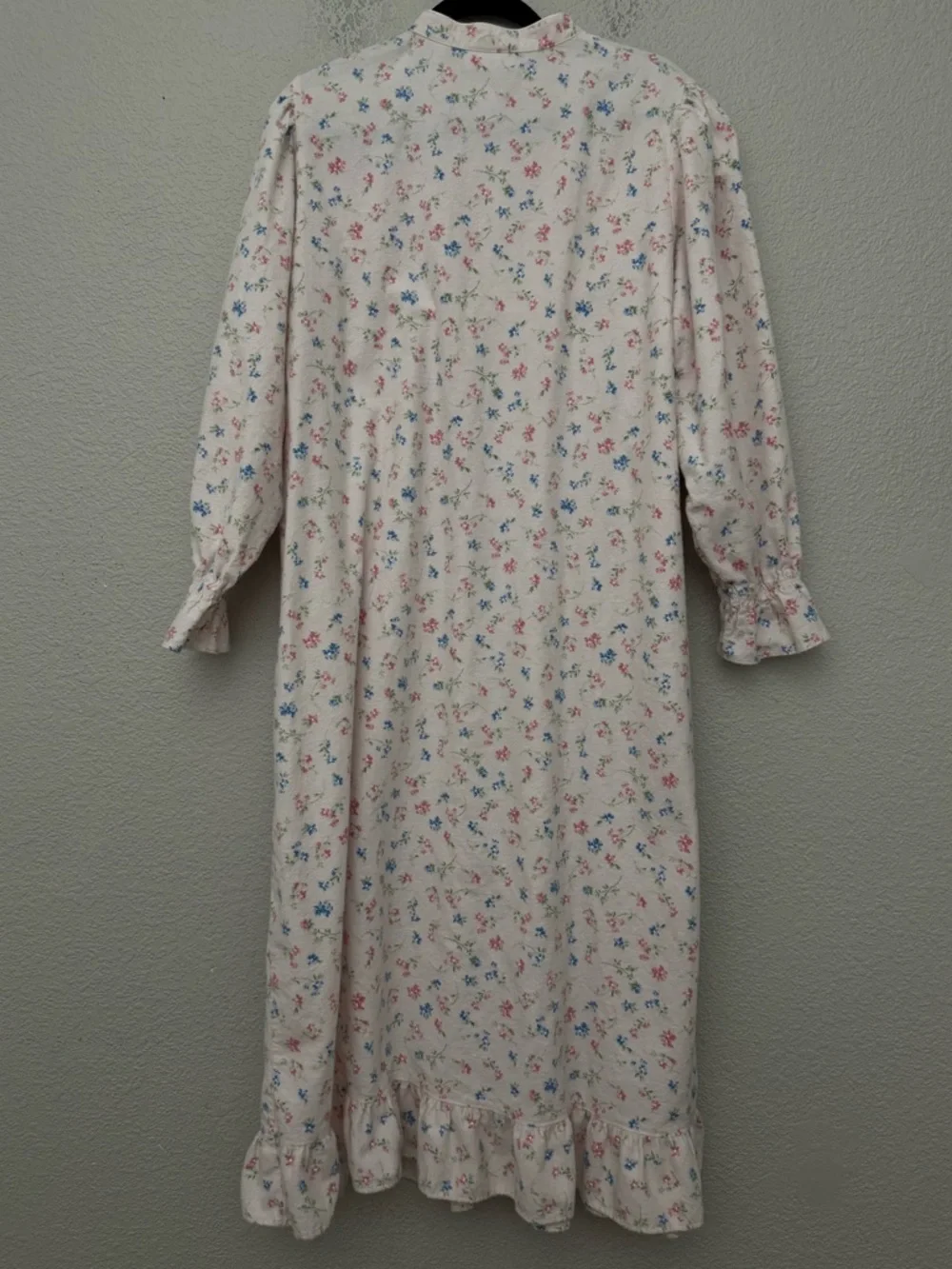 Erika Taylor Cotton Flannel Nightgown Floral Print Large Cottagecore Victorian